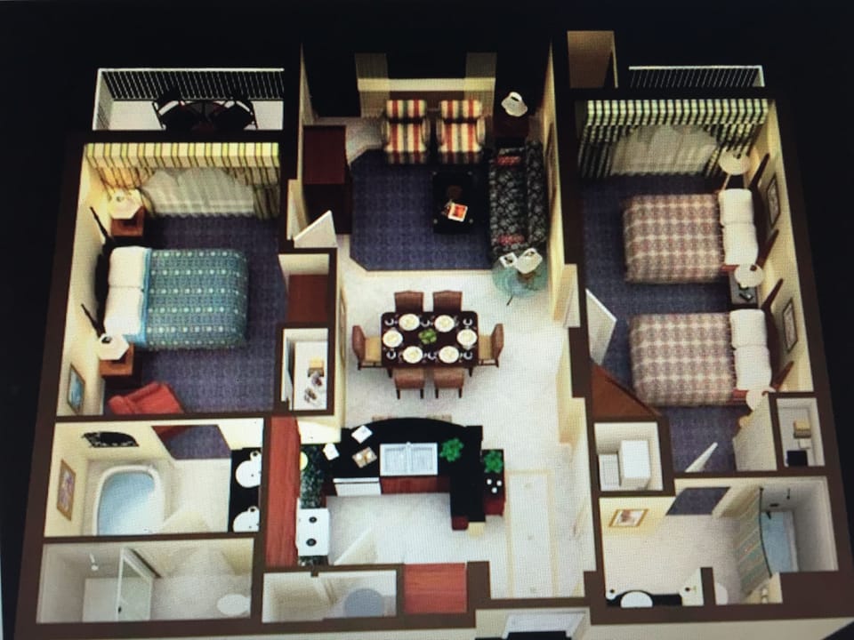 2 BD Floorplan.  Spacious with nice separation of bedrooms and living space