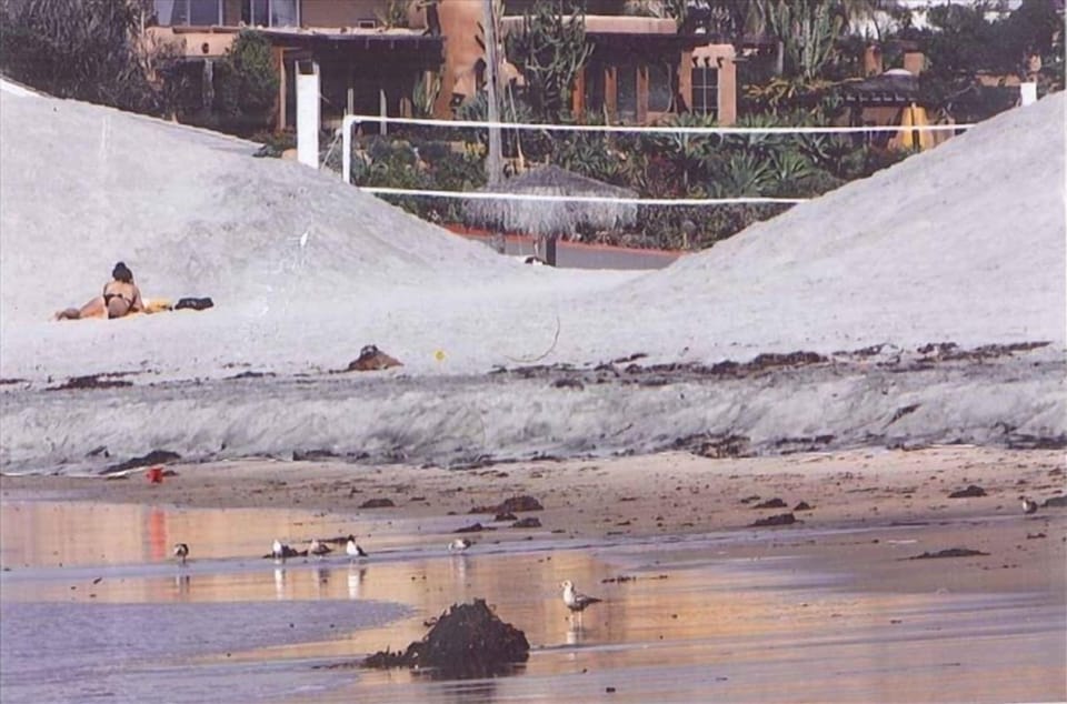 View from the sand towards the house