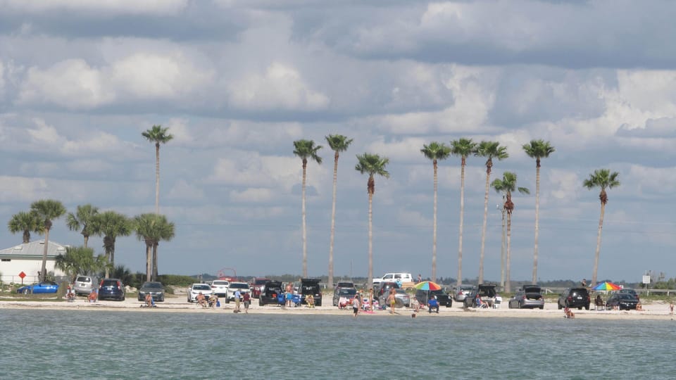 View of the Causeway out to Honeymoon Island from the water