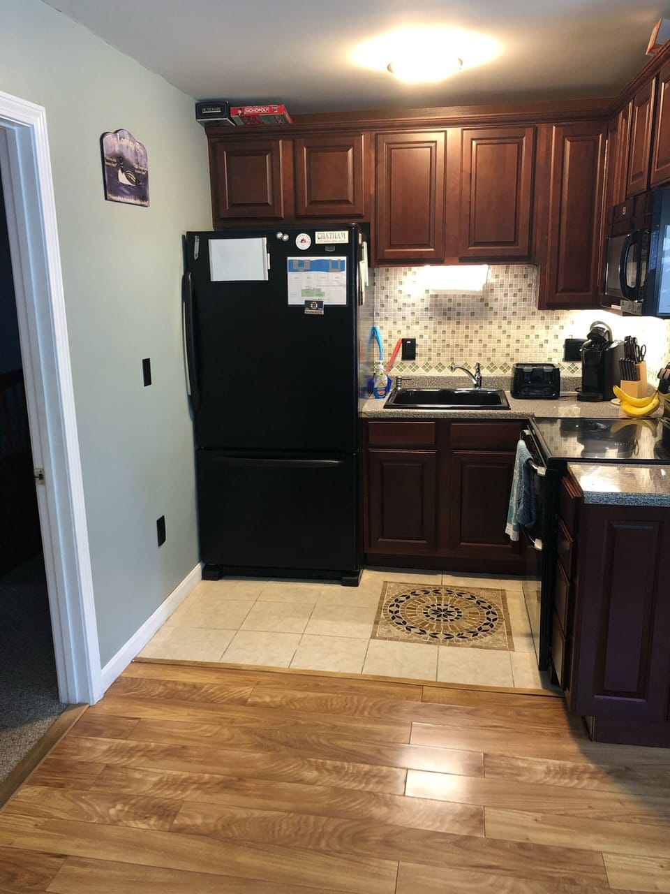 Our small kitchen is ideal for meal prep.
