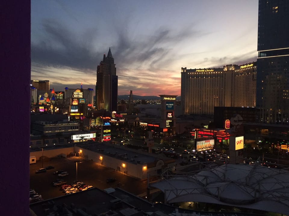 strip view from condo at sunset