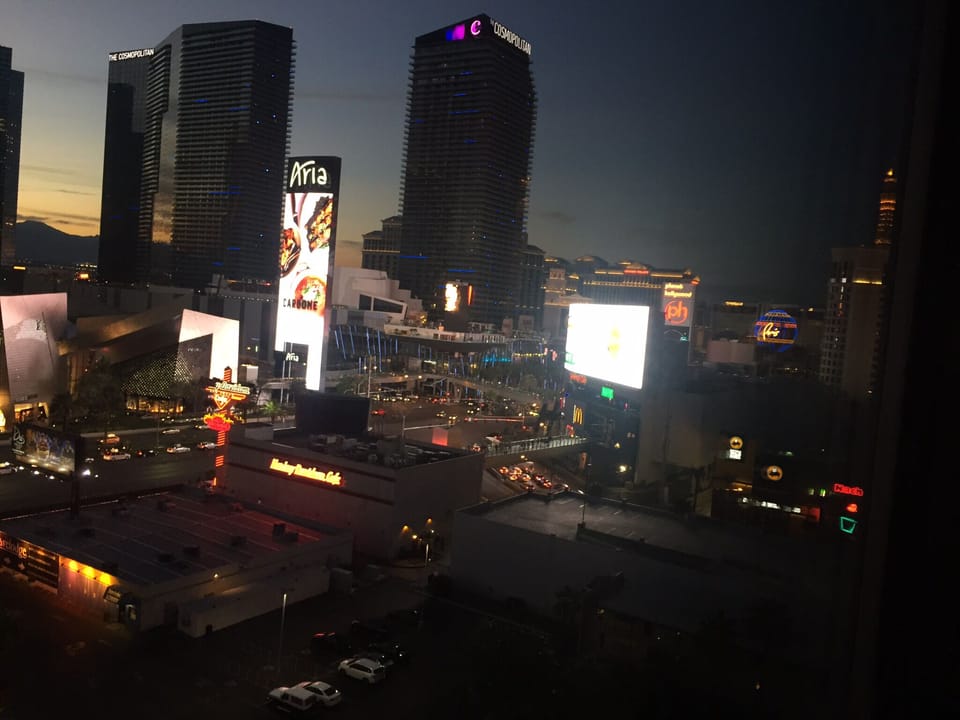 Strip view from condo at sunset
