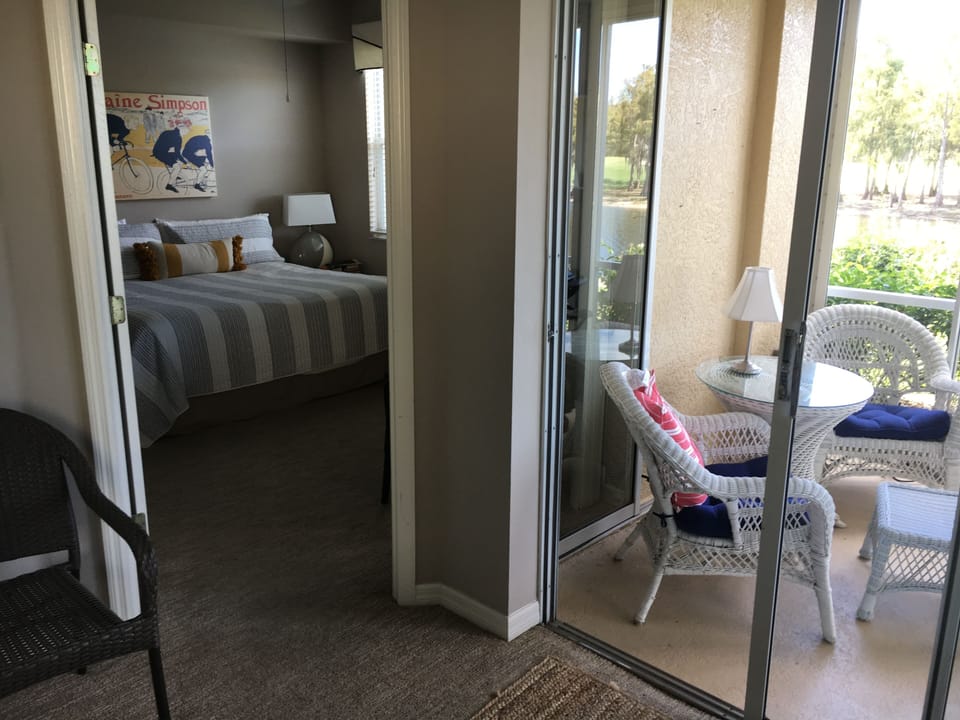 Master bedroom, with view of lake and lanai