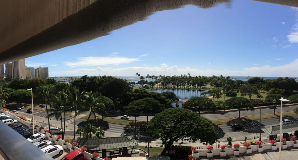 The view from the Mariposa Restaurant in Nordstroms, Ala Moana Shopping Center.