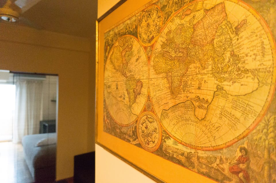 Cool map on the wall outside the kitchen