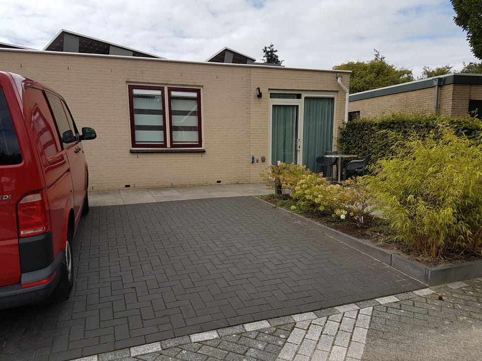 Parking space for one medium sized car.