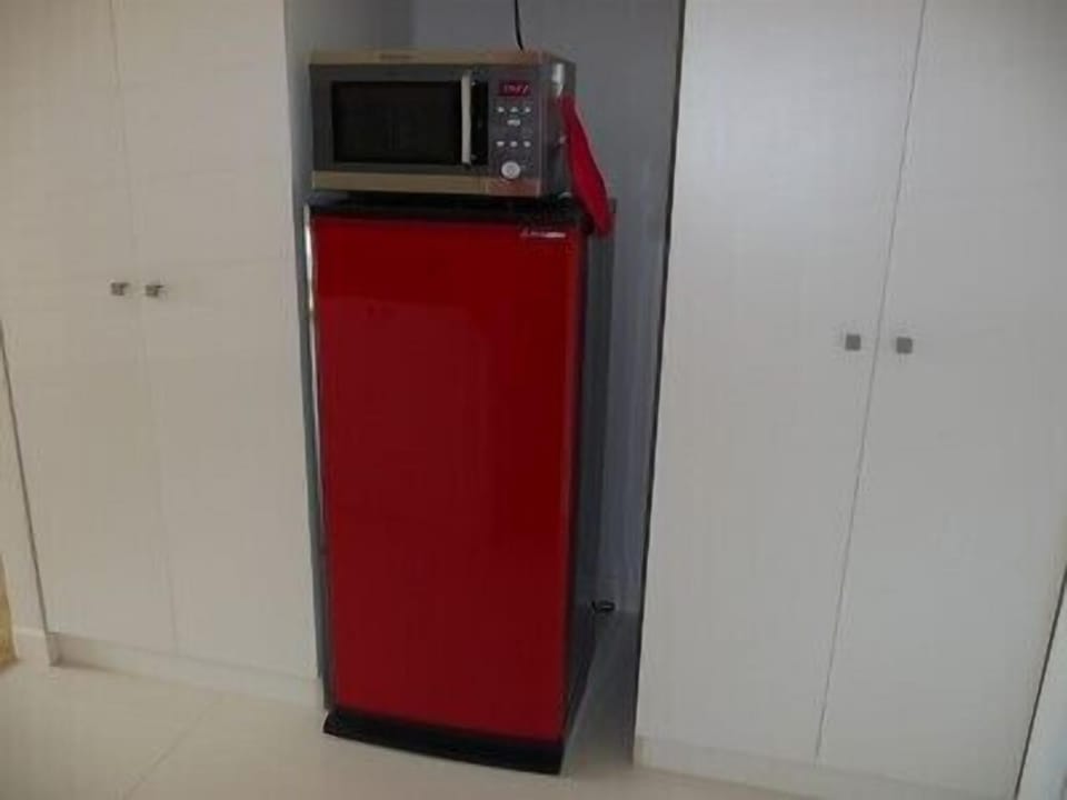 Fridge with freezer compartment, microwave oven