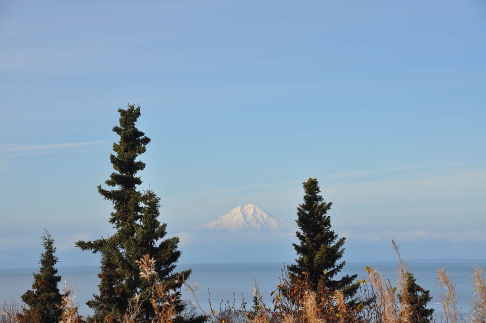 Mount Redoubt on clear day drive to Homer
