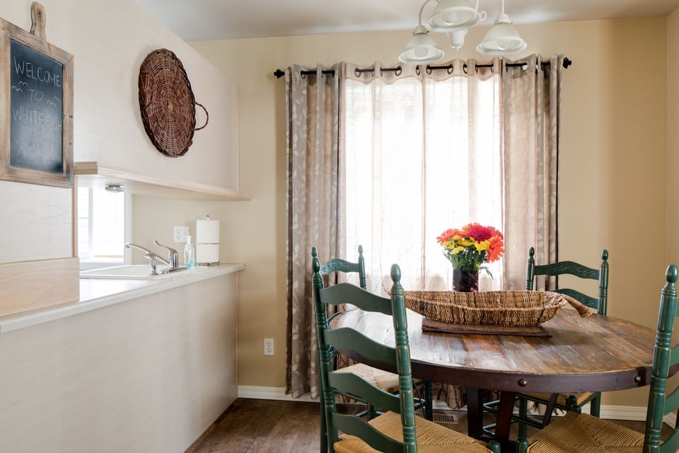 Living area looking into dining room