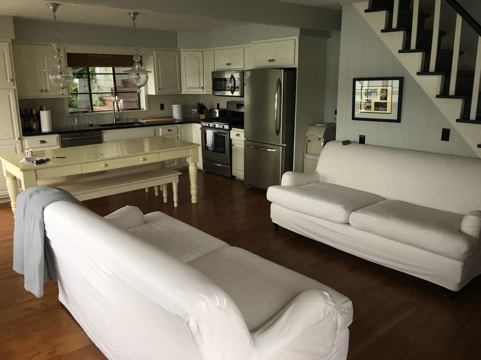 Main House Open Floor Plan: Living Room and Kitchen