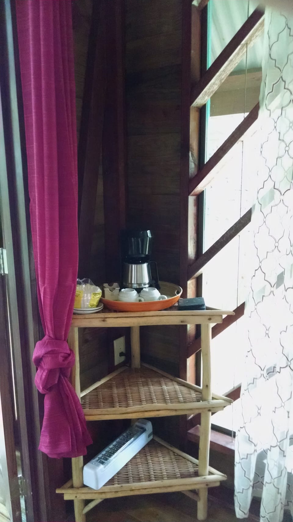 Rooms comes with a coffee maker and rechargeable light.