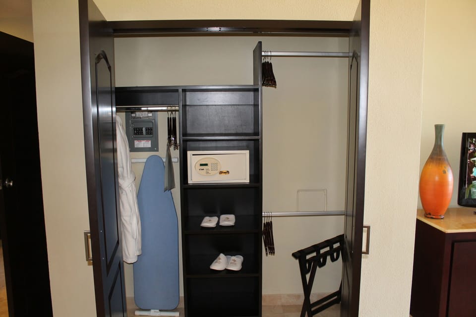 Closet in second bedroom with safe