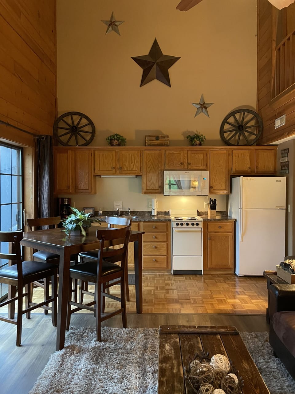 NEW- new flooring in living room- beautiful kitchen view from living room 

