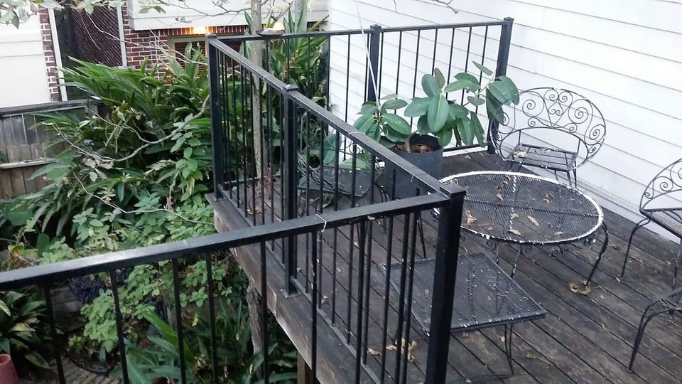 Deck off of Kitchen with View over Backyard