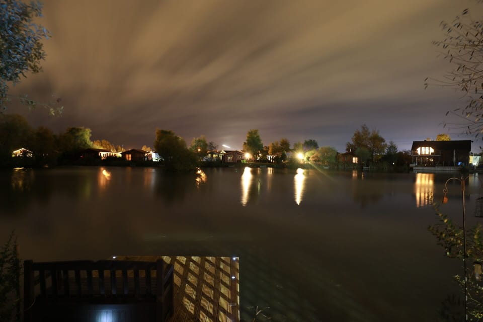 Night time view of the lake.