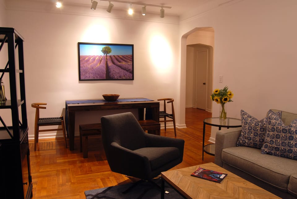 Dining table in living room area