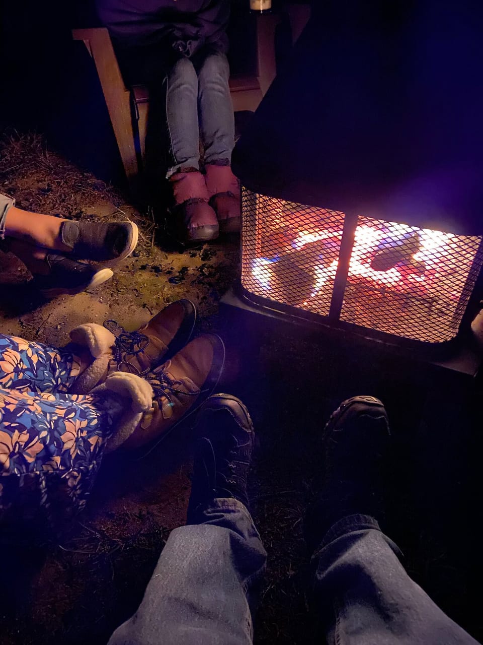Gathering around the fire pit