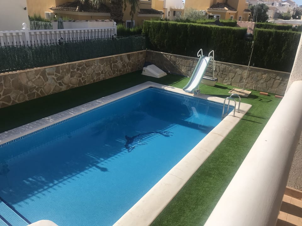 Pool and slide (2019) - photo taken from veranda 