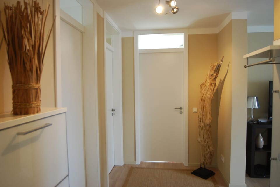 hallway with modern art