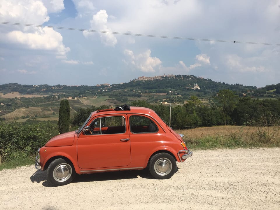Classic Fiat 500 and the Tuscan Countryside