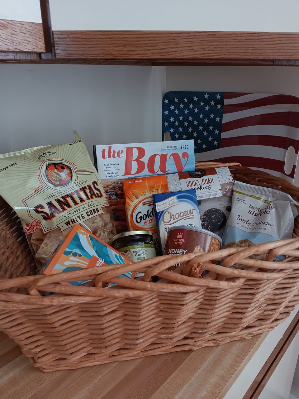 Welcome basket, usually specific to guests visiting. (children/dogs)