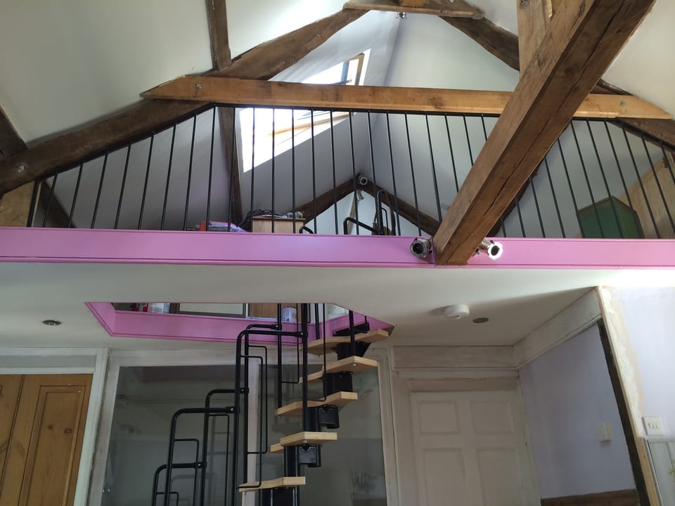 roll top bath on mezzanine sleeping platform