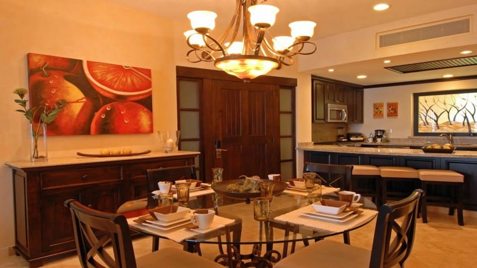 Enjoy a meal in the dining area.