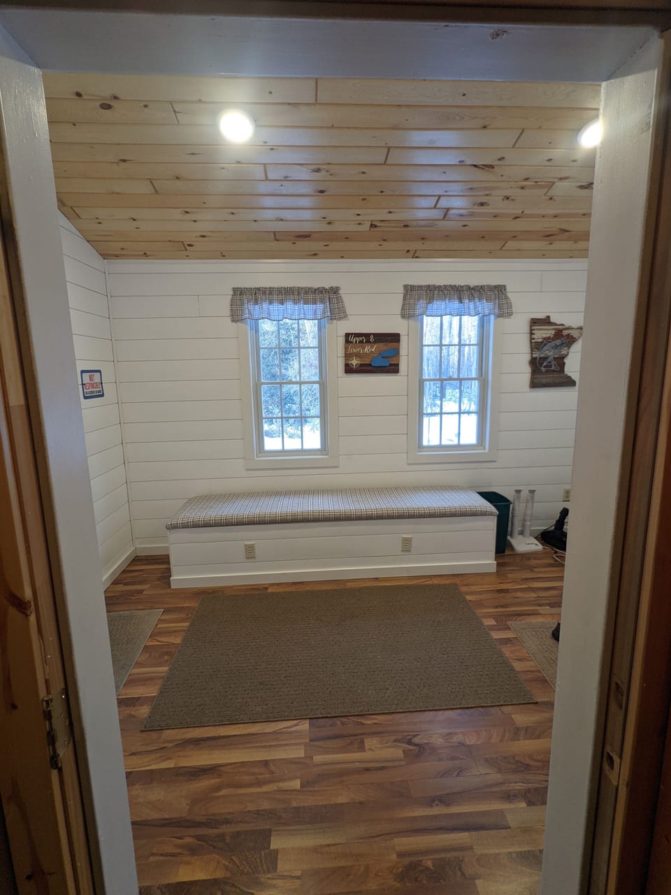 laundry room cabin hallway view