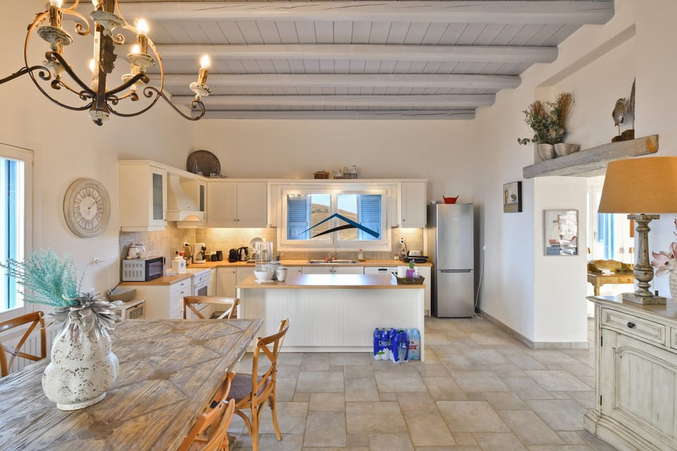 The living, dining and kitchen area