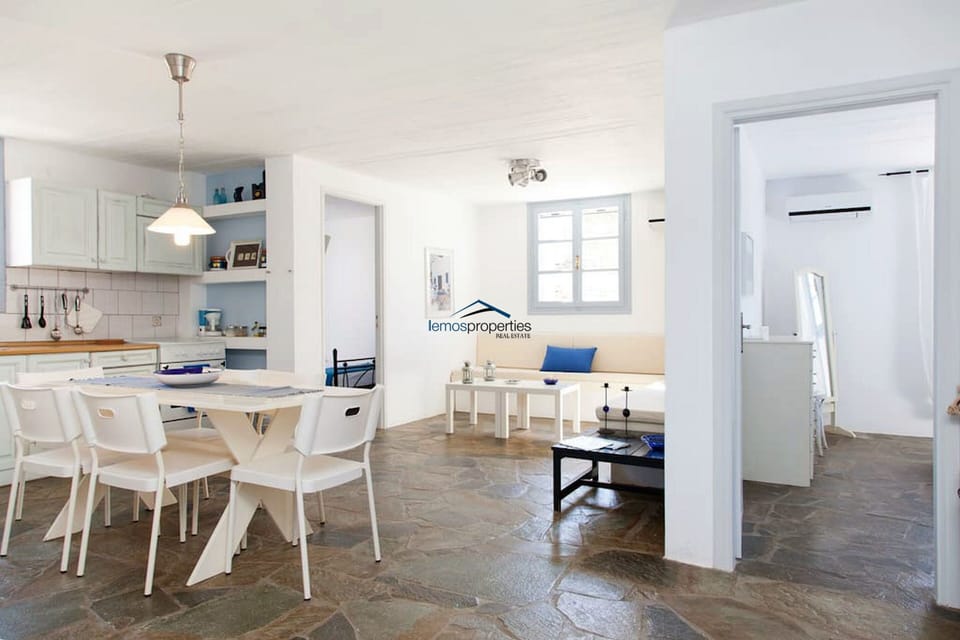 The kitchen, dining and living area