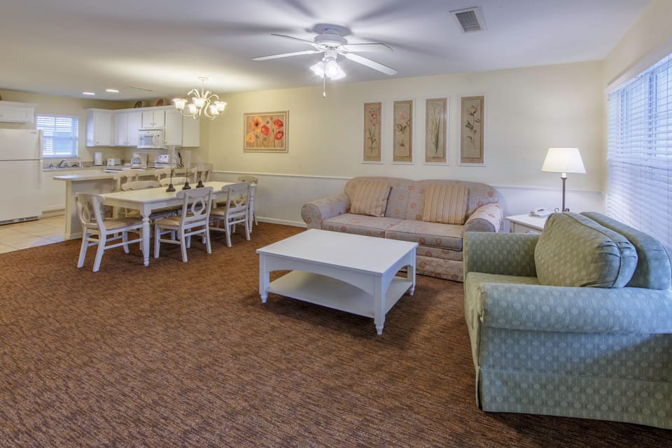 Sink into the cozy sofa after a day exploring the area.