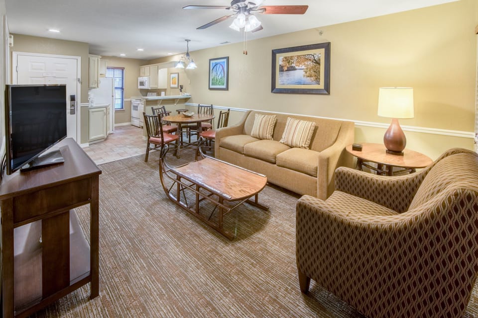 Sink into the cozy sofa after a day exploring the area.