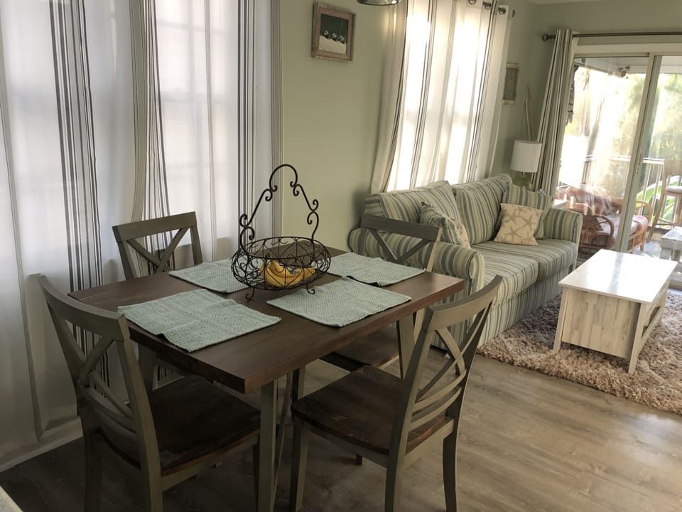 View from dining room to living room 