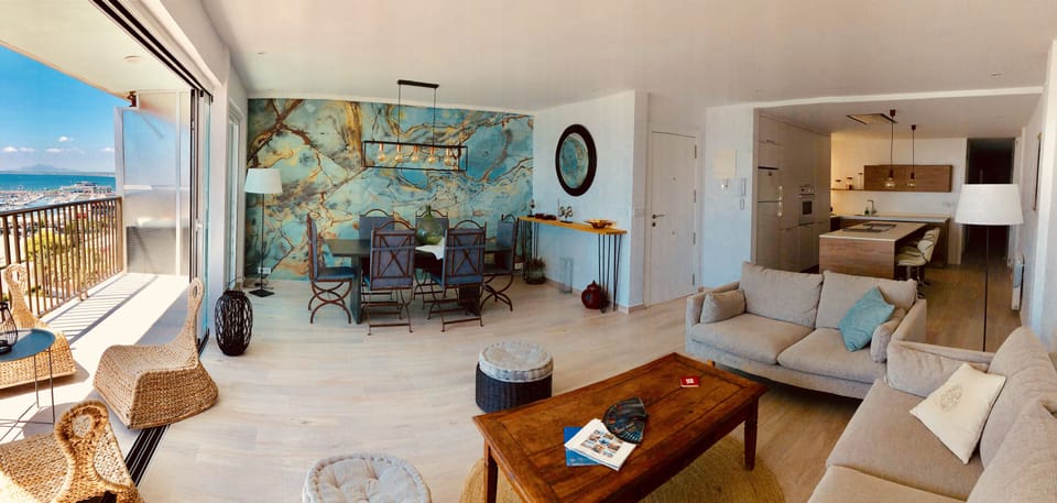 Balcony, dining room, kitchen and living room 