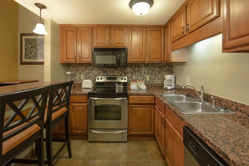 Prepare a meal in the equipped kitchen.