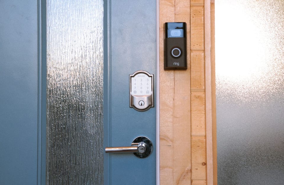 Lock with access codes for easy access. Ring camera for guests safety