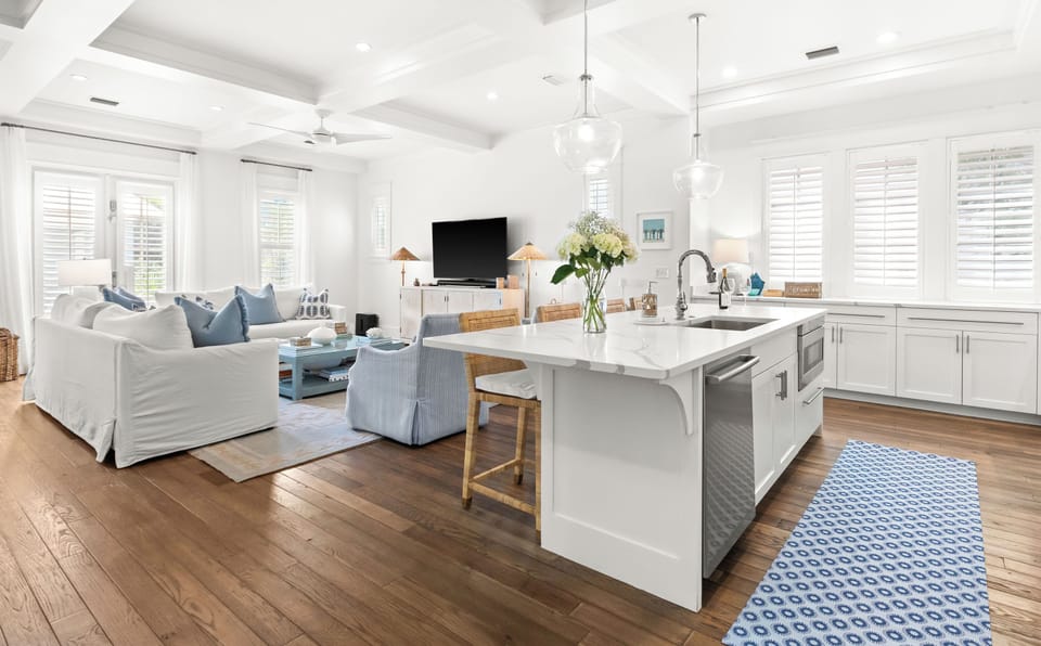 The open floor plan keeps everyone connected