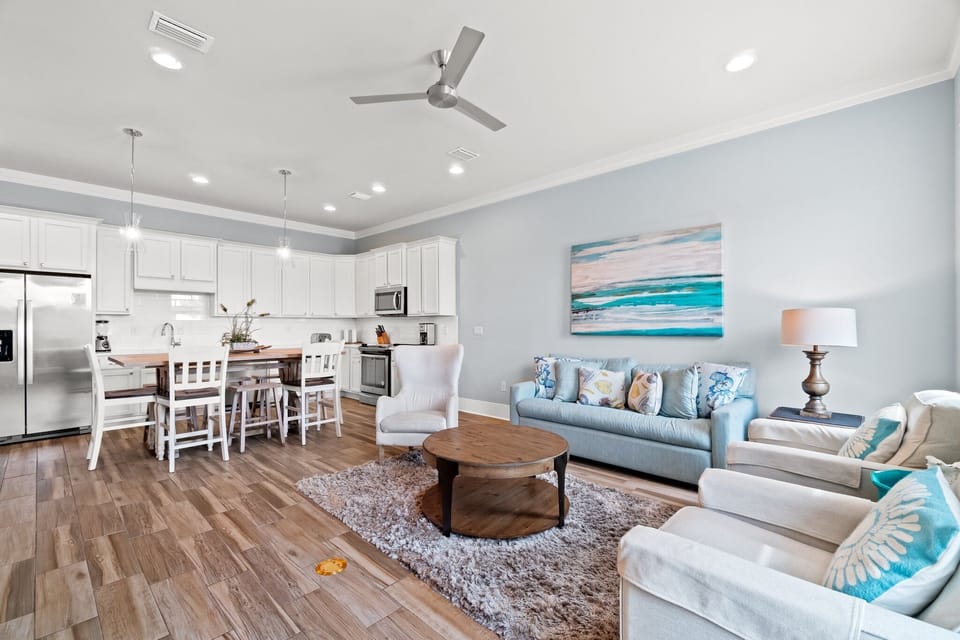 Second floor living room with sleeper sofa