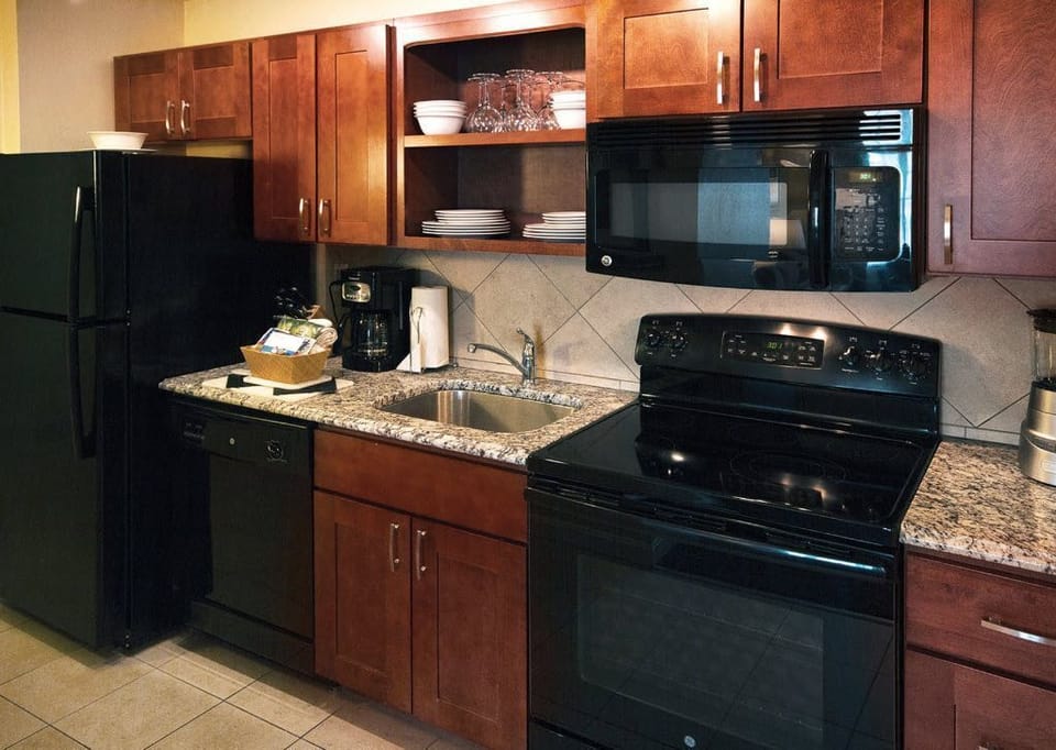Kitchens have all the appliances and utensils you need, including a lobster pot.