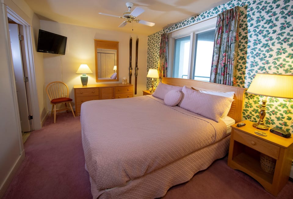 The bedroom features a variety of bedding options! Let us know if you have a preference.