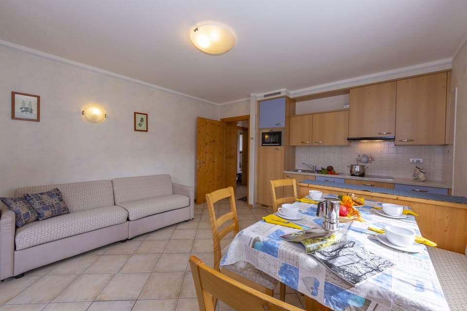Living room with kitchen and dining area