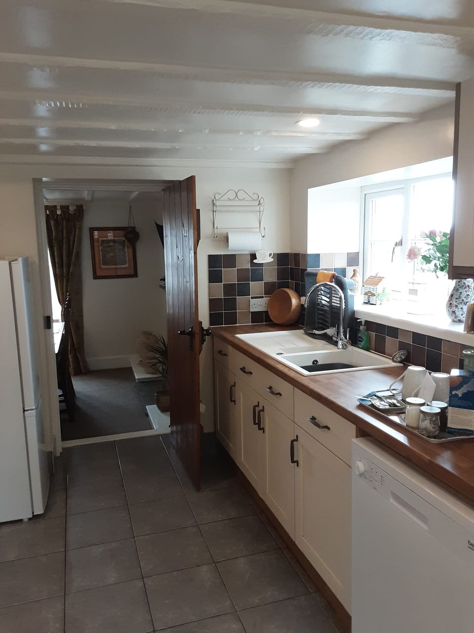 The kitchen doorway to the dining room