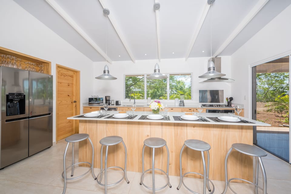 large breakfast bar and island