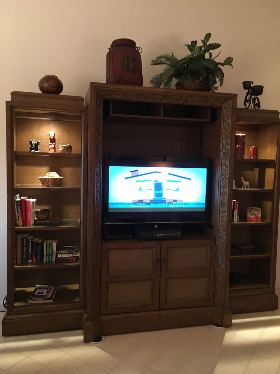 36 inch TV in luxurious cabinet in family room 