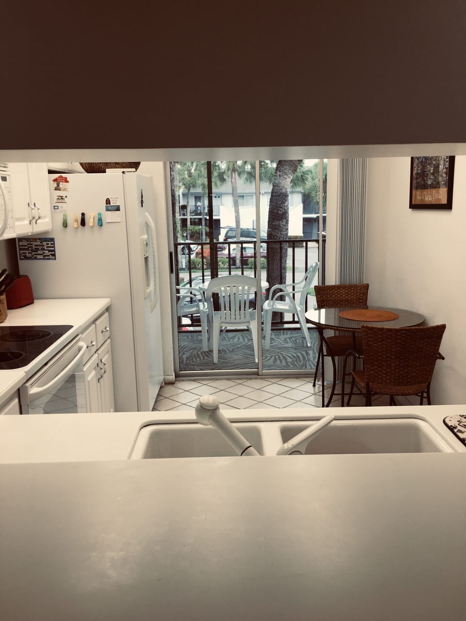 Kitchen view and lanai view.