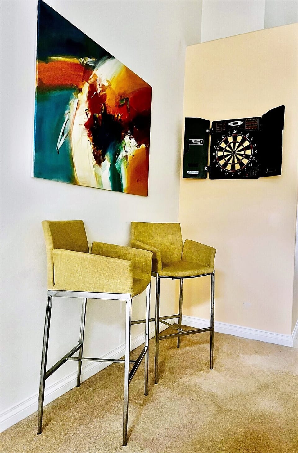 Dart board inside pool room 