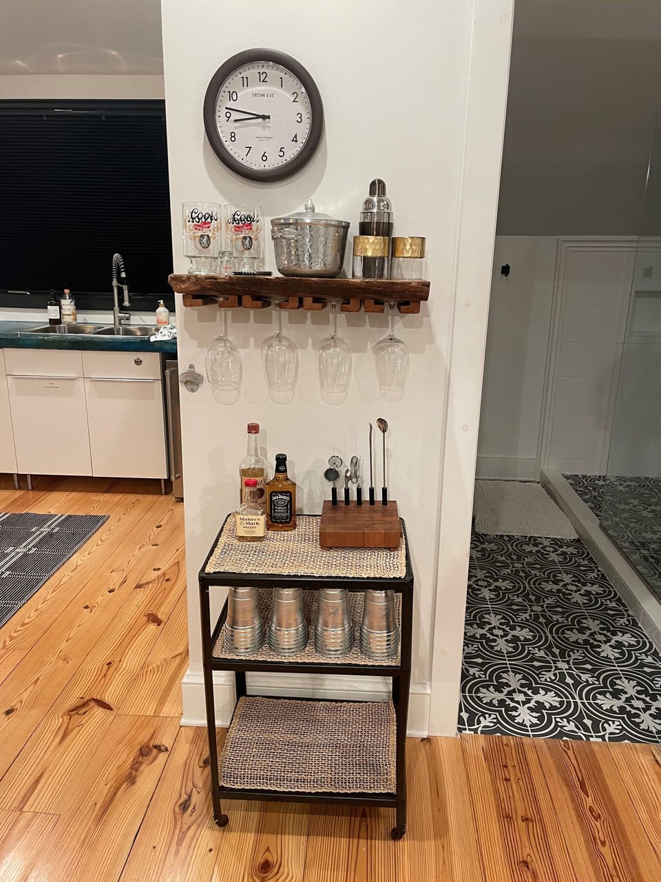 Our bar cart contents very but there's always something!