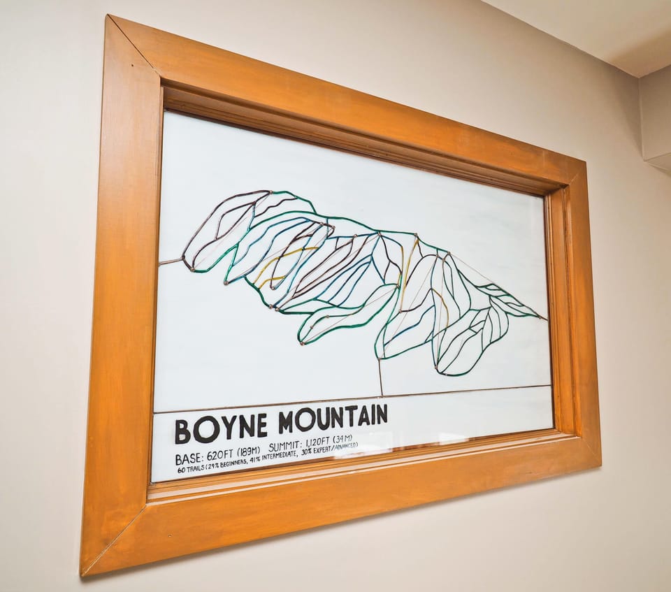Custom Stained Glass Window - This custom window was created by East Jordan Stained Glass.  It depicts all the runs at Boyne Mountain.