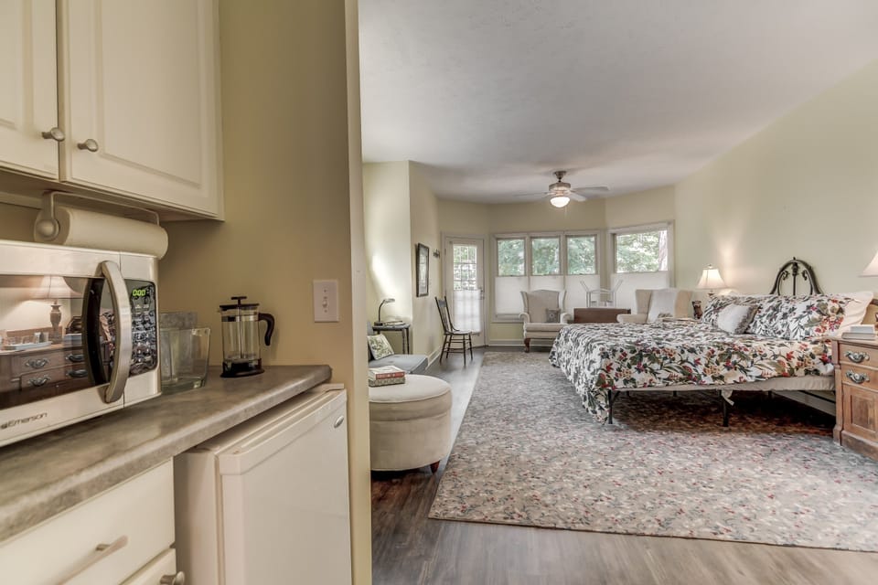 Main Floor - Oak Room with private entrance, private bathroom and kitchenette.