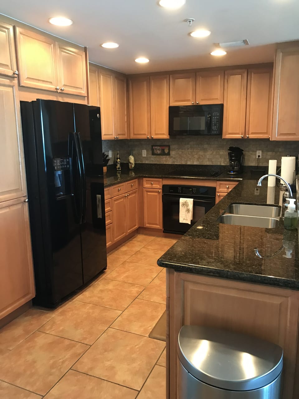Fully stocked kitchen . Everything you could possibly imagine to cook with .